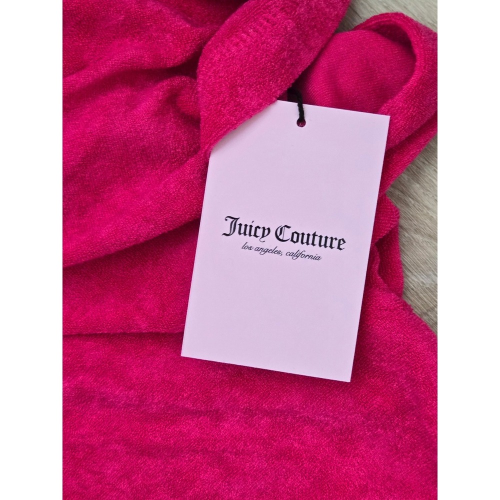 Juicy Couture Vixen Pink Terry Hoodie and Shorts Set Rhinestone Logo size Large - Picture 9 of 12